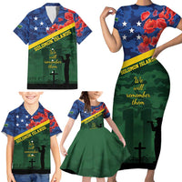 Personalised Solomon Islands Remembrance Day Family Matching Short Sleeve Bodycon Dress and Hawaiian Shirt We Will Remember Them with Camouflage Style LT9 - Polynesian Pride