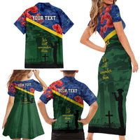 Personalised Solomon Islands Remembrance Day Family Matching Short Sleeve Bodycon Dress and Hawaiian Shirt We Will Remember Them with Camouflage Style LT9 - Polynesian Pride