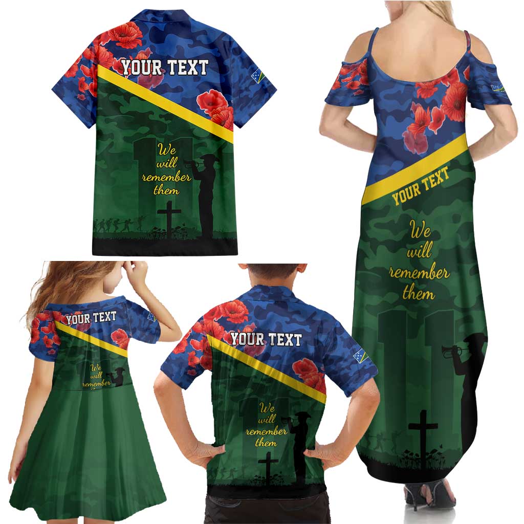 Personalised Solomon Islands Remembrance Day Family Matching Summer Maxi Dress and Hawaiian Shirt We Will Remember Them with Camouflage Style LT9 - Polynesian Pride