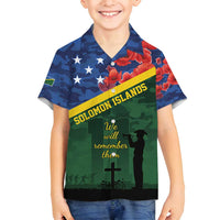 Personalised Solomon Islands Remembrance Day Family Matching Summer Maxi Dress and Hawaiian Shirt We Will Remember Them with Camouflage Style LT9 Son's Shirt Green - Polynesian Pride