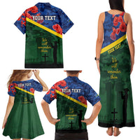 Personalised Solomon Islands Remembrance Day Family Matching Tank Maxi Dress and Hawaiian Shirt We Will Remember Them with Camouflage Style LT9 - Polynesian Pride
