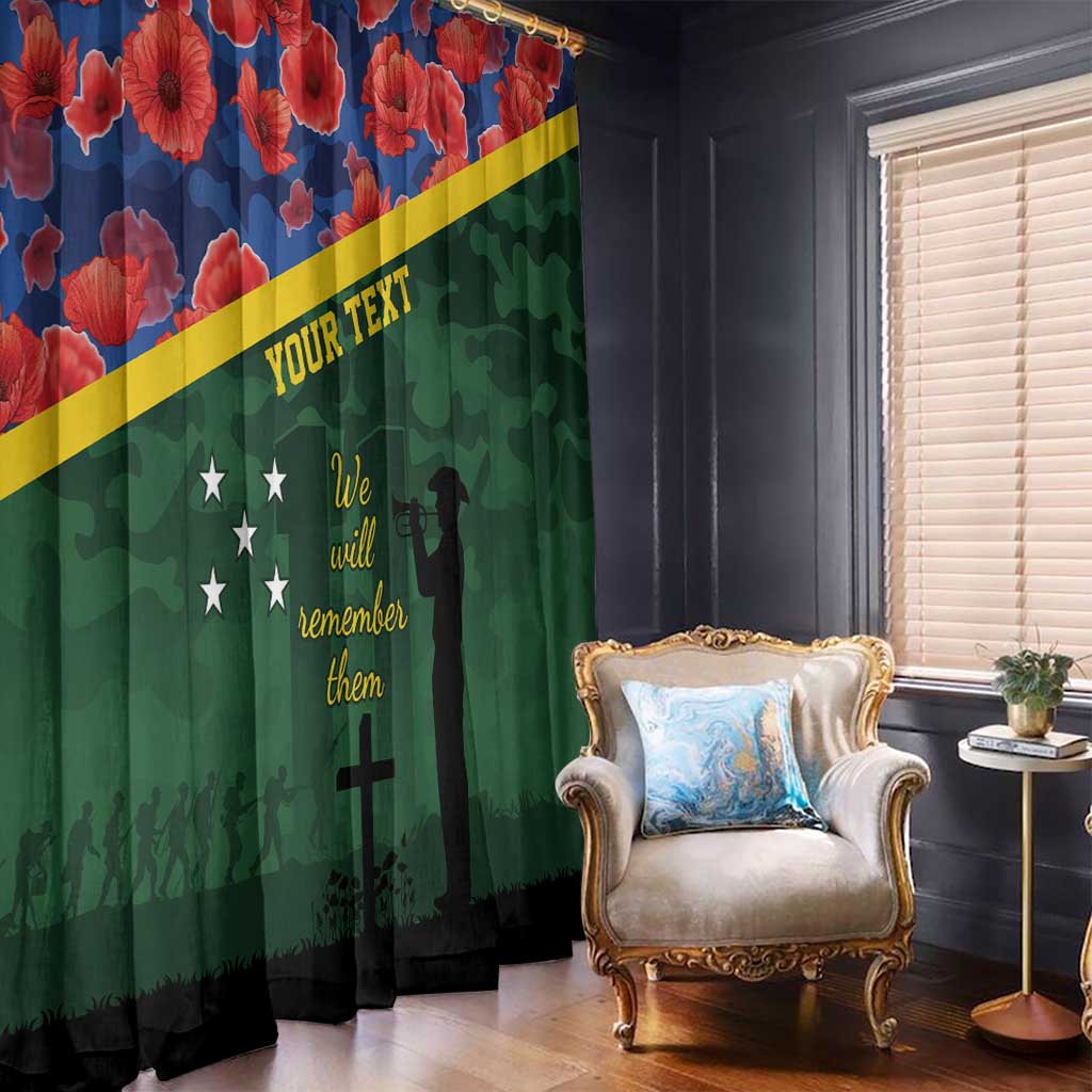 Personalised Solomon Islands Remembrance Day Window Curtain We Will Remember Them with Camouflage Style