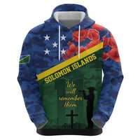 Personalised Solomon Islands Remembrance Day Zip Hoodie We Will Remember Them with Camouflage Style LT9 - Polynesian Pride