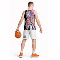 Aloha Vintage Hibiscus Lei Seamless Pattern Basketball Jersey - Polynesian Pride