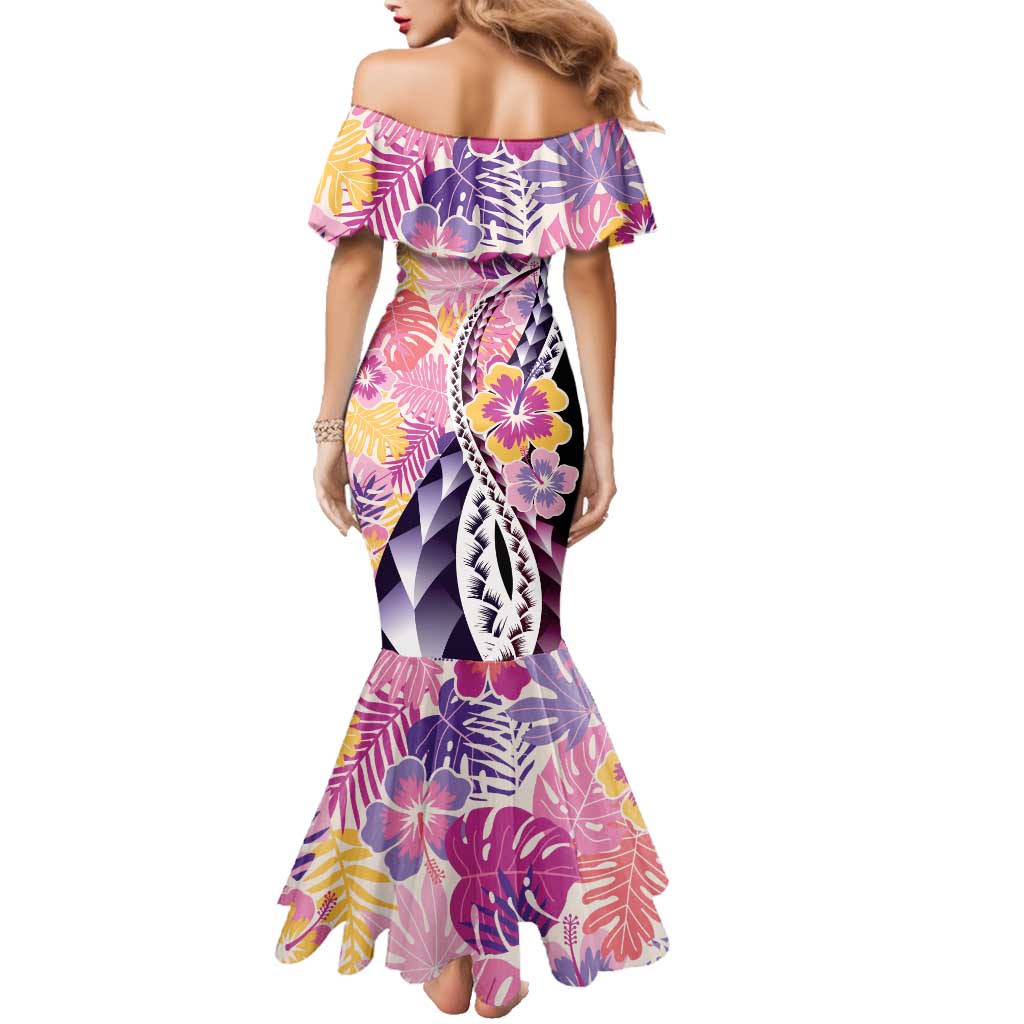 Aloha Vintage Hibiscus Lei Seamless Pattern Family Matching Mermaid Dress and Hawaiian Shirt LT9 - Polynesian Pride