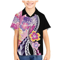 Aloha Vintage Hibiscus Lei Seamless Pattern Family Matching Mermaid Dress and Hawaiian Shirt LT9 Son's Shirt Pink - Polynesian Pride