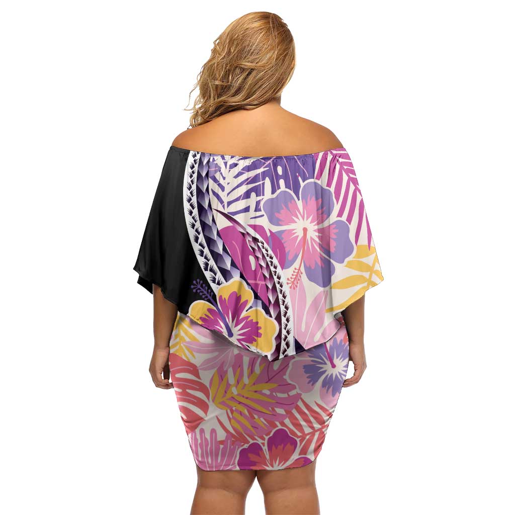 Aloha Vintage Hibiscus Lei Seamless Pattern Family Matching Off Shoulder Short Dress and Hawaiian Shirt LT9 - Polynesian Pride