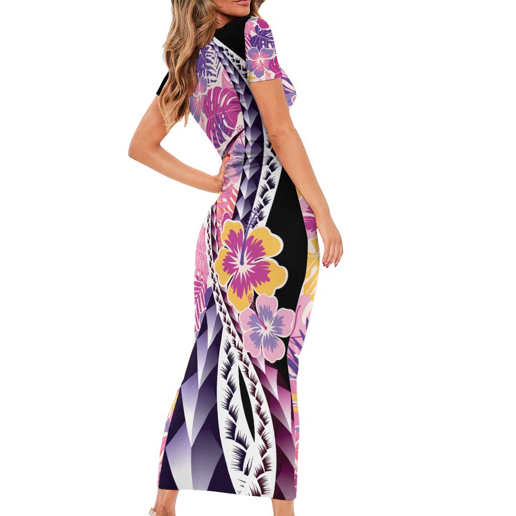 Aloha Vintage Hibiscus Lei Seamless Pattern Family Matching Short Sleeve Bodycon Dress and Hawaiian Shirt LT9 - Polynesian Pride