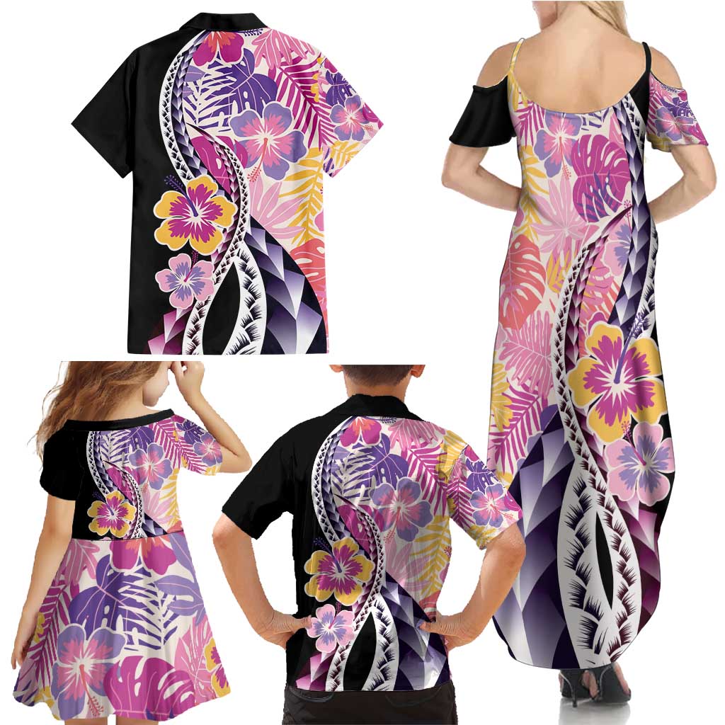 Aloha Vintage Hibiscus Lei Seamless Pattern Family Matching Summer Maxi Dress and Hawaiian Shirt LT9 - Polynesian Pride