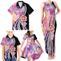Aloha Vintage Hibiscus Lei Seamless Pattern Family Matching Tank Maxi Dress and Hawaiian Shirt LT9 - Polynesian Pride