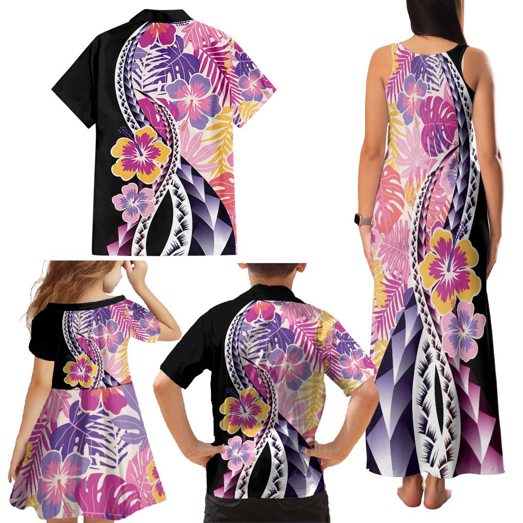 Aloha Vintage Hibiscus Lei Seamless Pattern Family Matching Tank Maxi Dress and Hawaiian Shirt LT9 - Polynesian Pride
