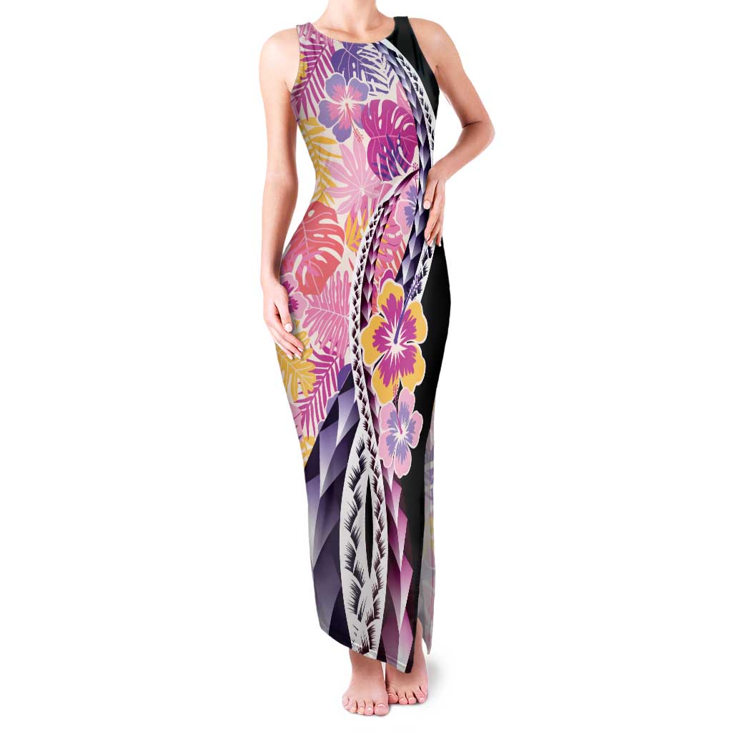 Aloha Vintage Hibiscus Lei Seamless Pattern Family Matching Tank Maxi Dress and Hawaiian Shirt LT9 Mom's Dress Pink - Polynesian Pride