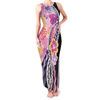 Aloha Vintage Hibiscus Lei Seamless Pattern Family Matching Tank Maxi Dress and Hawaiian Shirt LT9 Mom's Dress Pink - Polynesian Pride