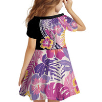 Aloha Vintage Hibiscus Lei Seamless Pattern Kid Short Sleeve Dress LT9 - Polynesian Pride