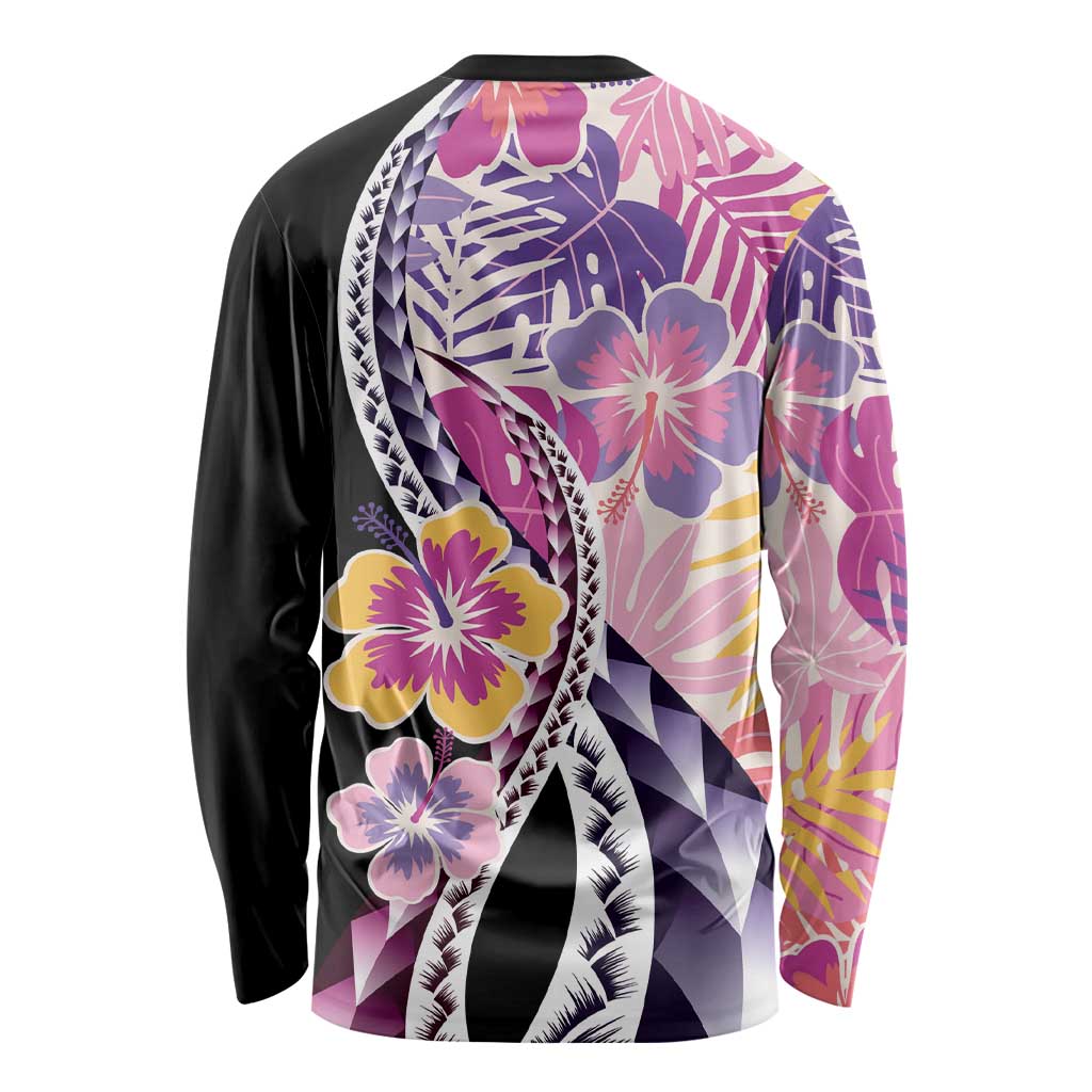 Aloha Vintage Hibiscus Lei Seamless Pattern Long Sleeve Shirt - Polynesian Pride