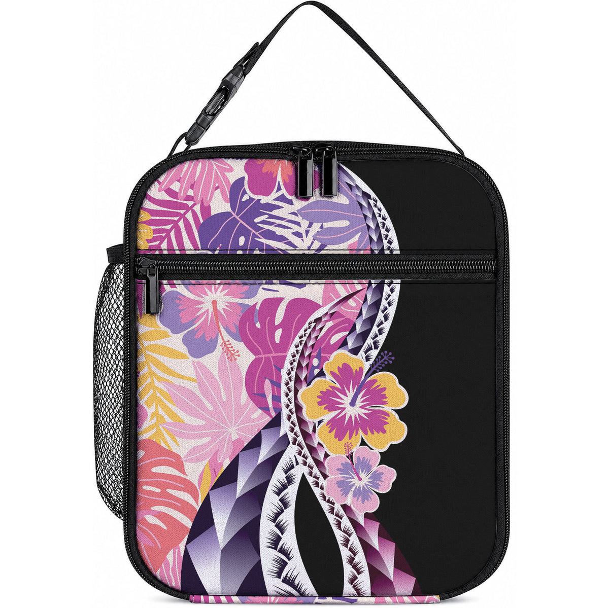 Aloha Vintage Hibiscus Lei Seamless Pattern Lunch Bag LT9 10.2 × 8.3 × 4.3 inch Pink - Polynesian Pride