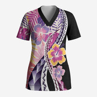 Aloha Vintage Hibiscus Lei Seamless Pattern Scrub Top - Polynesian Pride