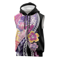 Aloha Vintage Hibiscus Lei Seamless Pattern Sleeveless Zip Hoodie LT9 Pink - Polynesian Pride