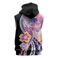 Aloha Vintage Hibiscus Lei Seamless Pattern Sleeveless Zip Hoodie LT9 - Polynesian Pride