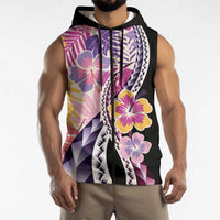 Aloha Vintage Hibiscus Lei Seamless Pattern Sleeveless Zip Hoodie LT9 - Polynesian Pride