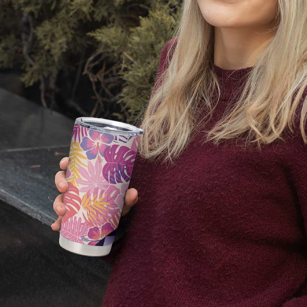 Aloha Vintage Hibiscus Lei Seamless Pattern Tumbler Cup - Polynesian Pride