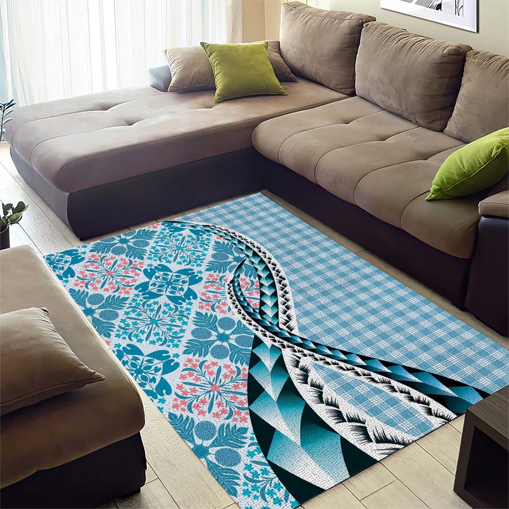 Aloha Vintage Palaka Floral Hawaiian Quilt Area Rug Uliuli Motif - Polynesian Pride