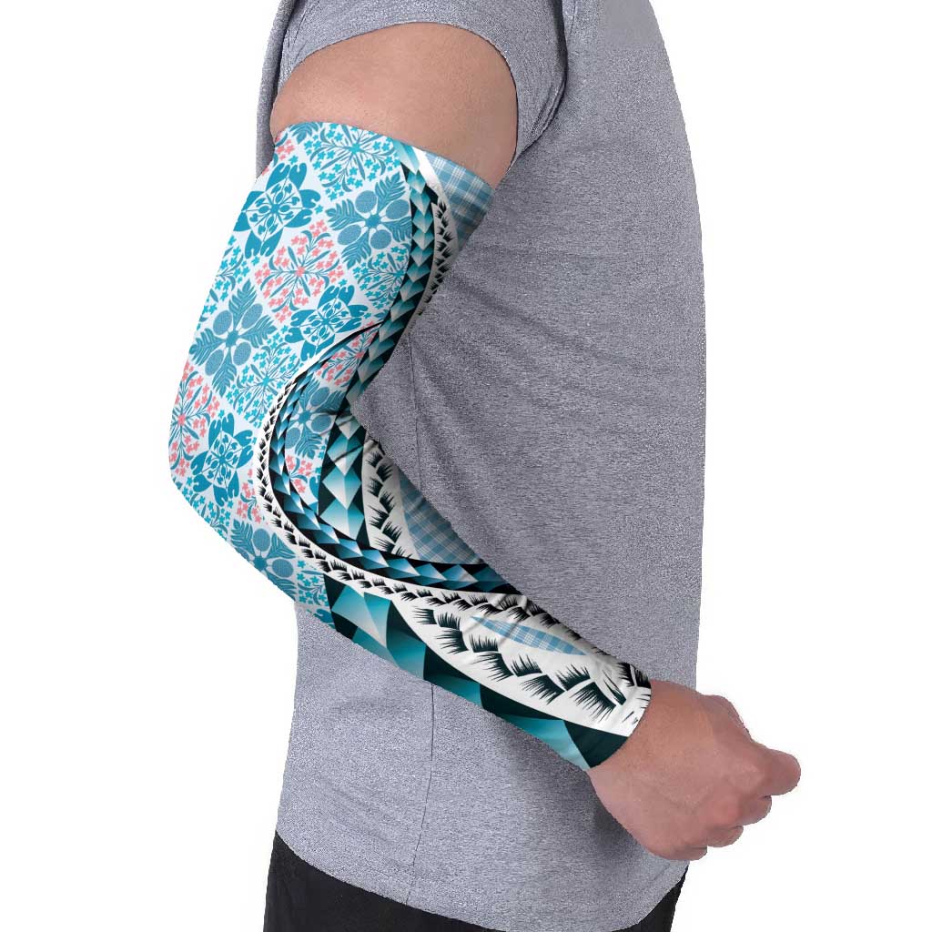 Aloha Vintage Palaka Floral Hawaiian Quilt Arm Sleeves Uliuli Motif - Polynesian Pride