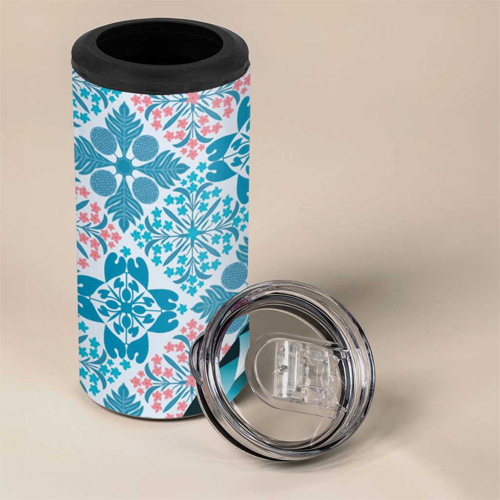 Aloha Vintage Palaka Floral Hawaiian Quilt 4 in 1 Can Cooler Tumbler Uliuli Motif LT9 - Polynesian Pride