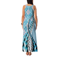 Aloha Vintage Palaka Floral Hawaiian Quilt Family Matching Tank Maxi Dress and Hawaiian Shirt Uliuli Motif LT9 - Polynesian Pride