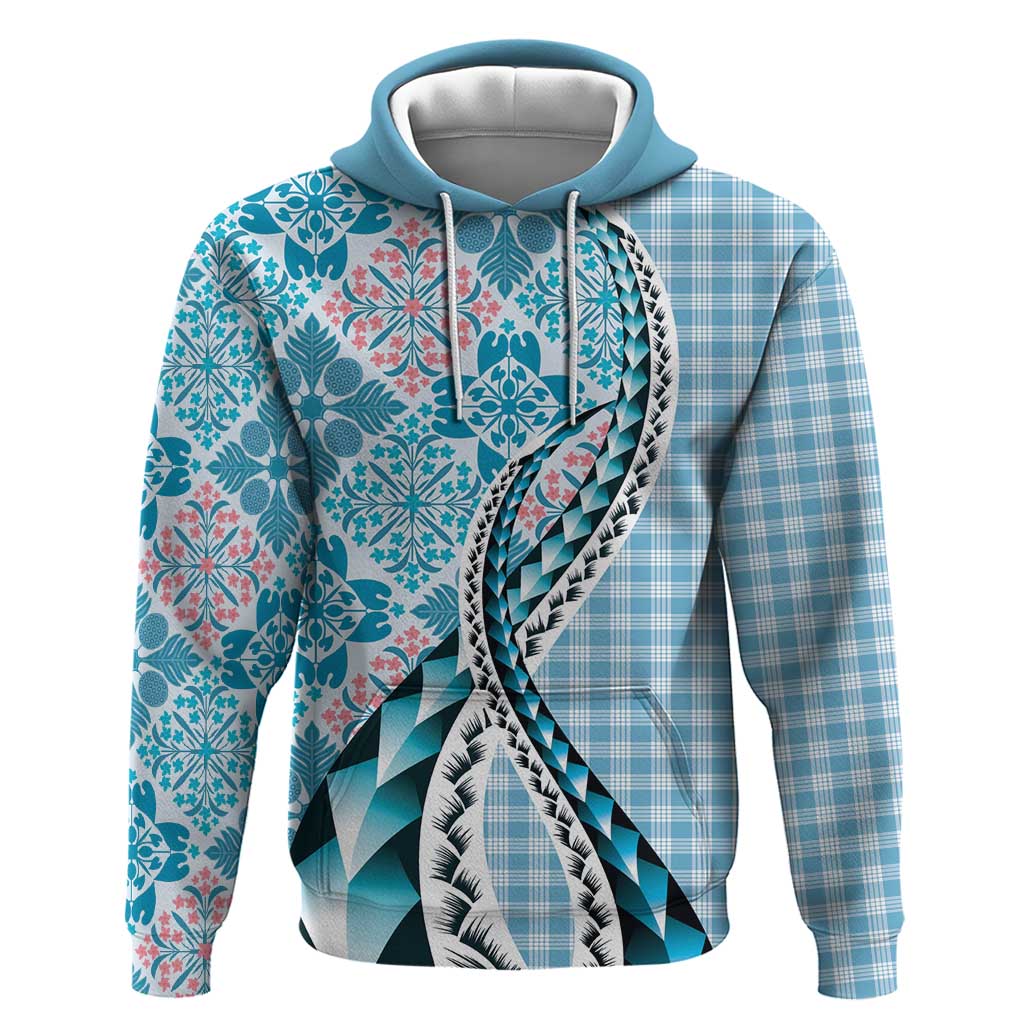 Aloha Vintage Palaka Floral Hawaiian Quilt Hoodie Uliuli Motif - Polynesian Pride