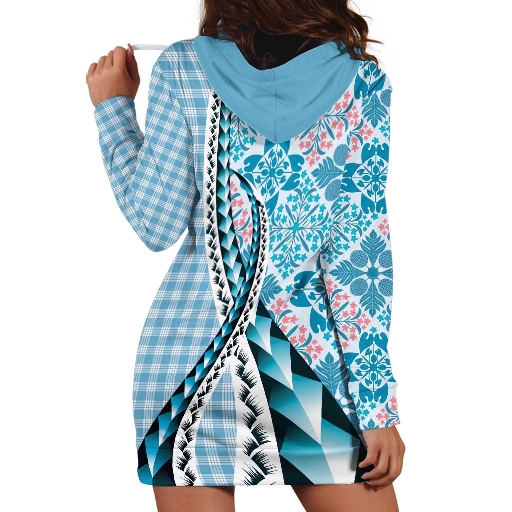 Aloha Vintage Palaka Floral Hawaiian Quilt Hoodie Dress Uliuli Motif LT9 - Polynesian Pride
