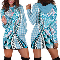 Aloha Vintage Palaka Floral Hawaiian Quilt Hoodie Dress Uliuli Motif LT9 - Polynesian Pride