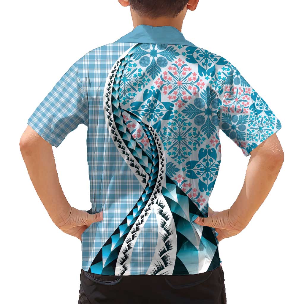 Aloha Vintage Palaka Floral Hawaiian Quilt Kid Hawaiian Shirt Uliuli Motif LT9 - Polynesian Pride
