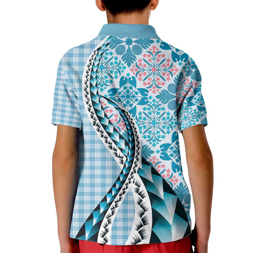 Aloha Vintage Palaka Floral Hawaiian Quilt Kid Polo Shirt Uliuli Motif LT9 - Polynesian Pride