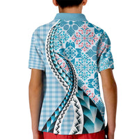 Aloha Vintage Palaka Floral Hawaiian Quilt Kid Polo Shirt Uliuli Motif LT9 - Polynesian Pride