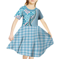 Aloha Vintage Palaka Floral Hawaiian Quilt Kid Short Sleeve Dress Uliuli Motif LT9 - Polynesian Pride