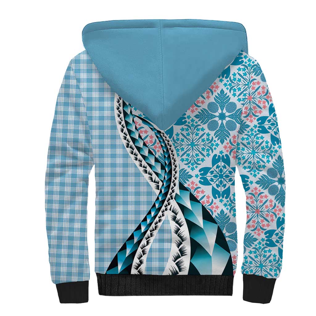 Aloha Vintage Palaka Floral Hawaiian Quilt Sherpa Hoodie Uliuli Motif LT9 - Polynesian Pride