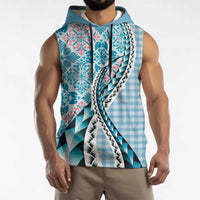 Aloha Vintage Palaka Floral Hawaiian Quilt Sleeveless Hoodie Uliuli Motif LT9 - Polynesian Pride