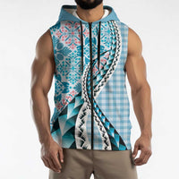 Aloha Vintage Palaka Floral Hawaiian Quilt Sleeveless Zip Hoodie Uliuli Motif LT9 - Polynesian Pride