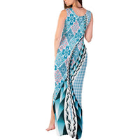 Aloha Vintage Palaka Floral Hawaiian Quilt Tank Maxi Dress Uliuli Motif LT9 - Polynesian Pride