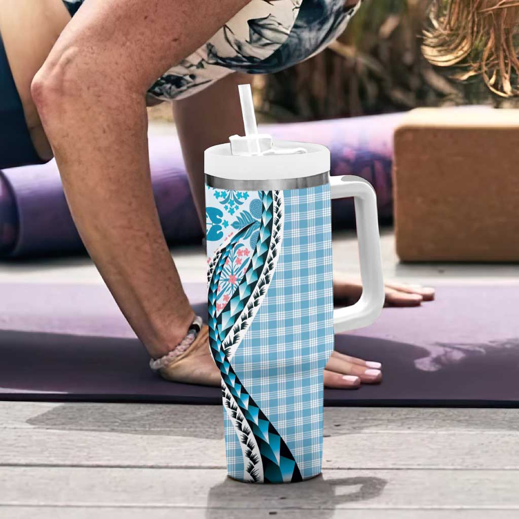 Aloha Vintage Palaka Floral Hawaiian Quilt Tumbler With Handle Uliuli Motif - Polynesian Pride