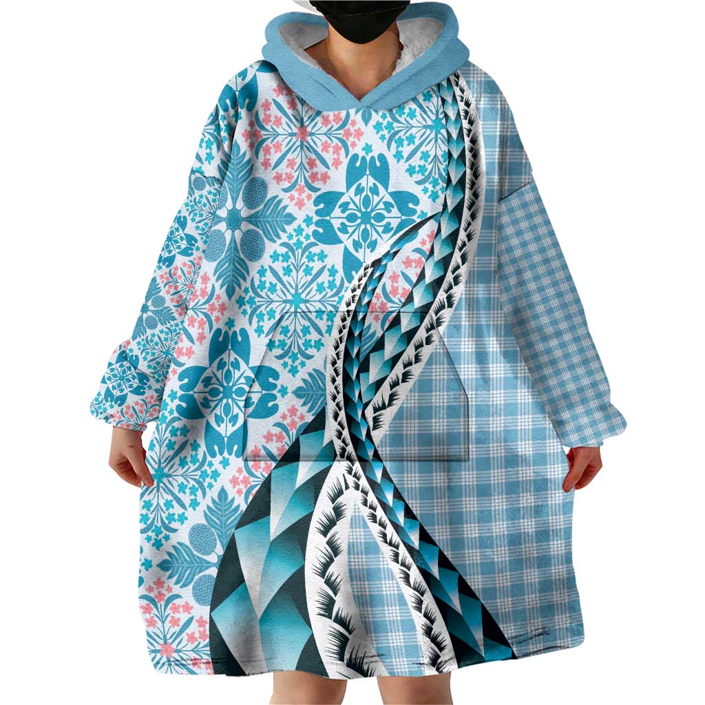 Aloha Vintage Palaka Floral Hawaiian Quilt Wearable Blanket Hoodie Uliuli Motif LT9 - Polynesian Pride