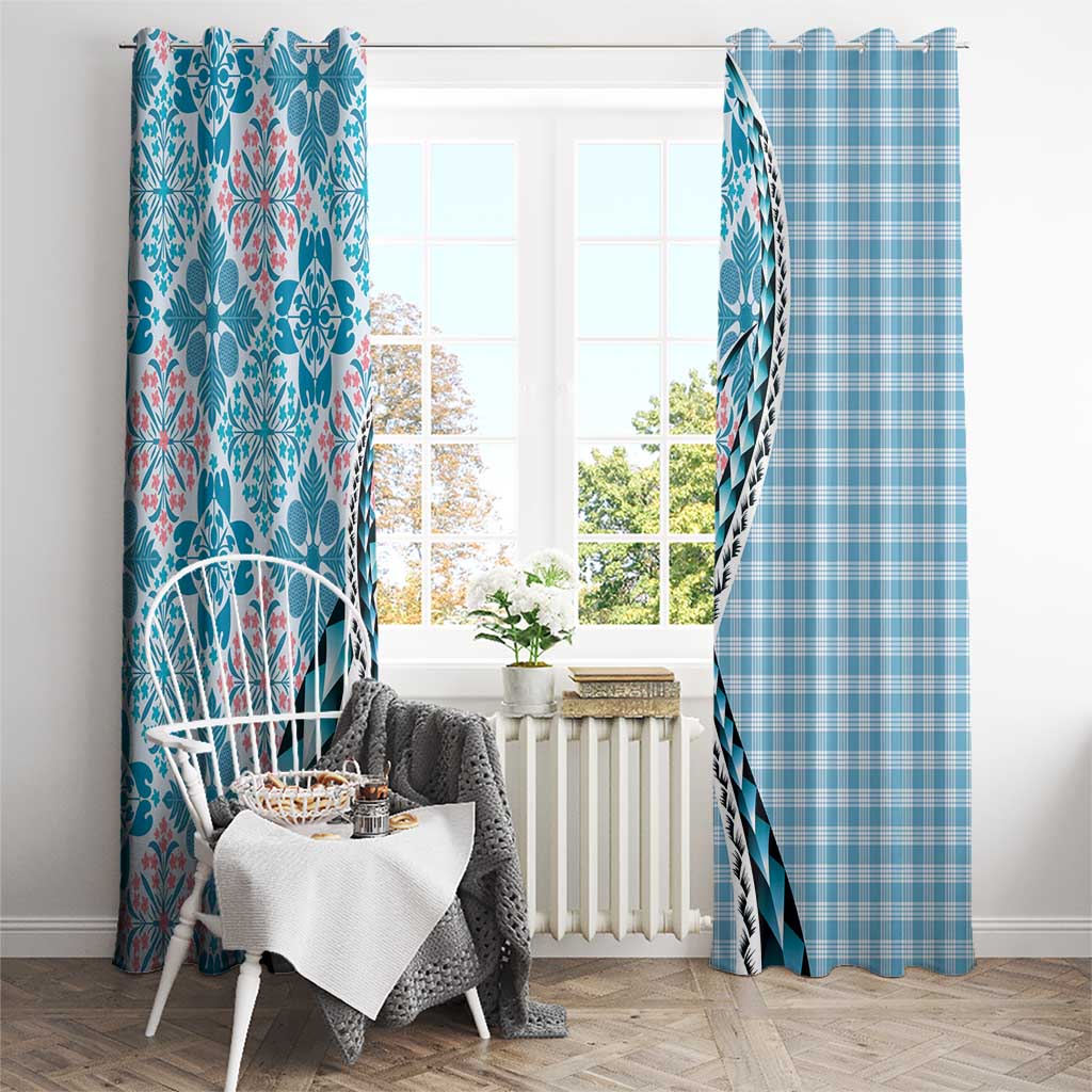 Aloha Vintage Palaka Floral Hawaiian Quilt Window Curtain Uliuli Motif - Polynesian Pride