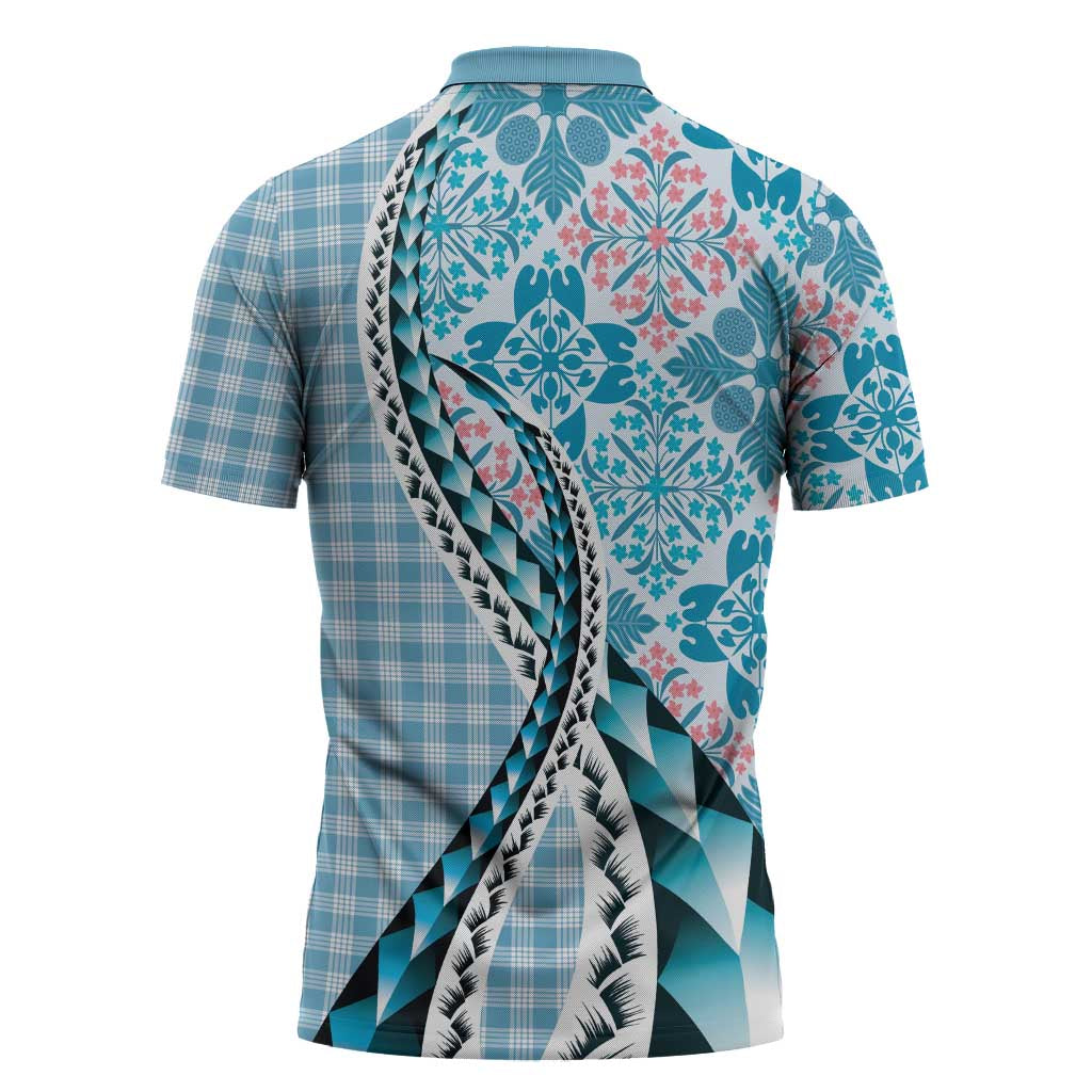 Aloha Vintage Palaka Floral Hawaiian Quilt Zipper Polo Shirt Uliuli Motif LT9 - Polynesian Pride