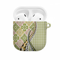 Aloha Vintage Palaka Floral Hawaiian Quilt AirPods Case Omaomao Motif LT9 Lime - Polynesian Pride
