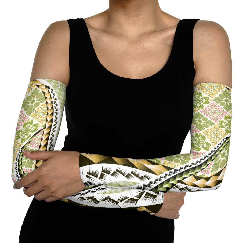 Aloha Vintage Palaka Floral Hawaiian Quilt Arm Sleeves Omaomao Motif LT9 - Polynesian Pride