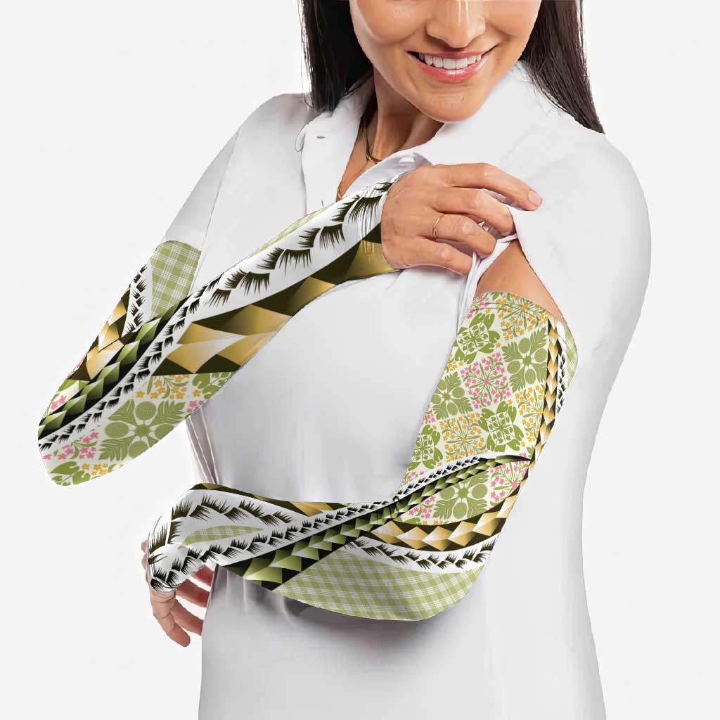 Aloha Vintage Palaka Floral Hawaiian Quilt Arm Sleeves Omaomao Motif LT9 - Polynesian Pride