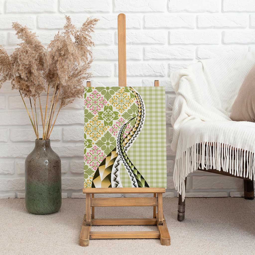 Aloha Vintage Palaka Floral Hawaiian Quilt Canvas Wall Art Omaomao Motif - Polynesian Pride