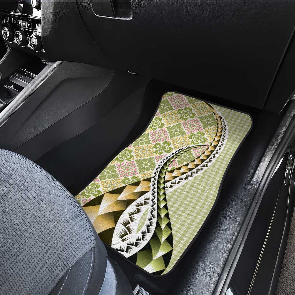 Aloha Vintage Palaka Floral Hawaiian Quilt Car Mats Omaomao Motif - Polynesian Pride