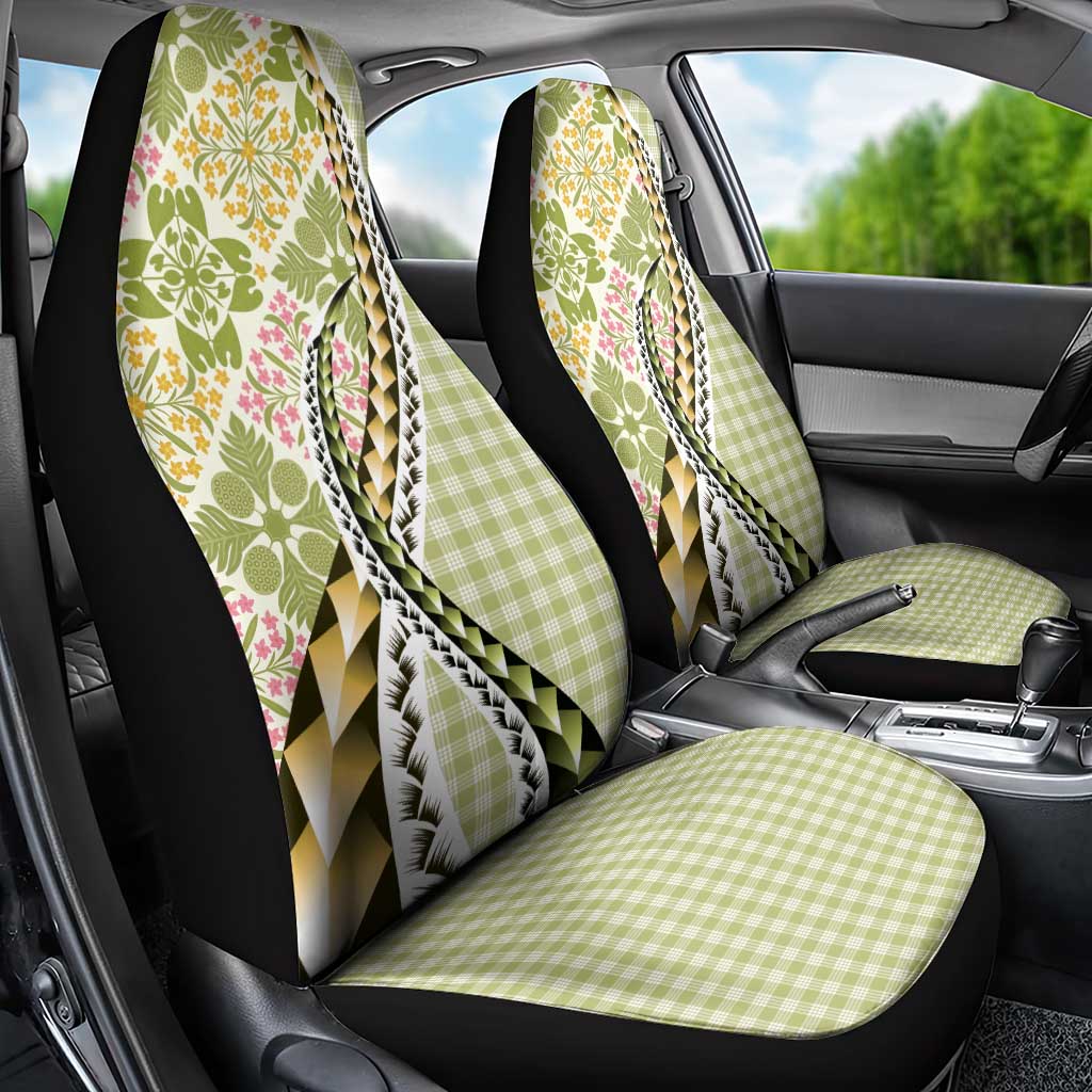 Aloha Vintage Palaka Floral Hawaiian Quilt Car Seat Cover Omaomao Motif LT9 - Polynesian Pride
